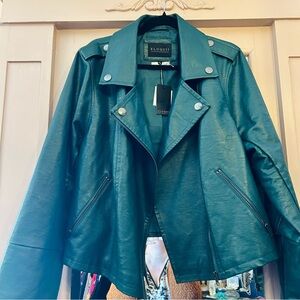 Eloquii Emerald Green Vegan Leather Moto Jacket Size 22/24
